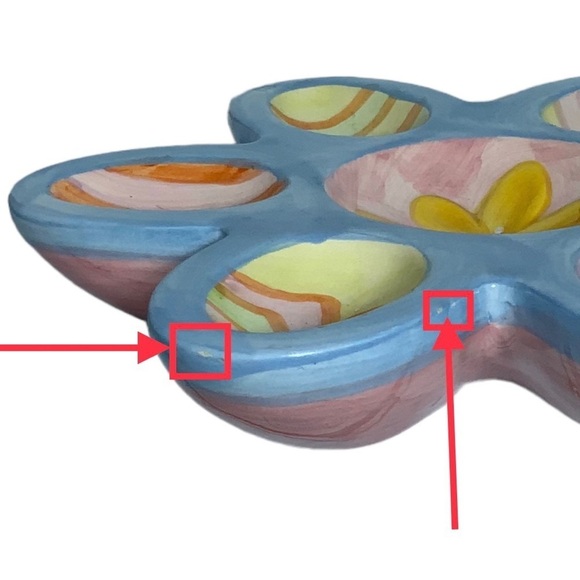 Easter Egg Display Candy Dishes Ceramic 9 inch Multipurpose Multicolor Set of 2 - Picture 9 of 12